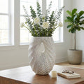 Decorative Vase - White Ceramic Textured Shell Wavy, 16 in.