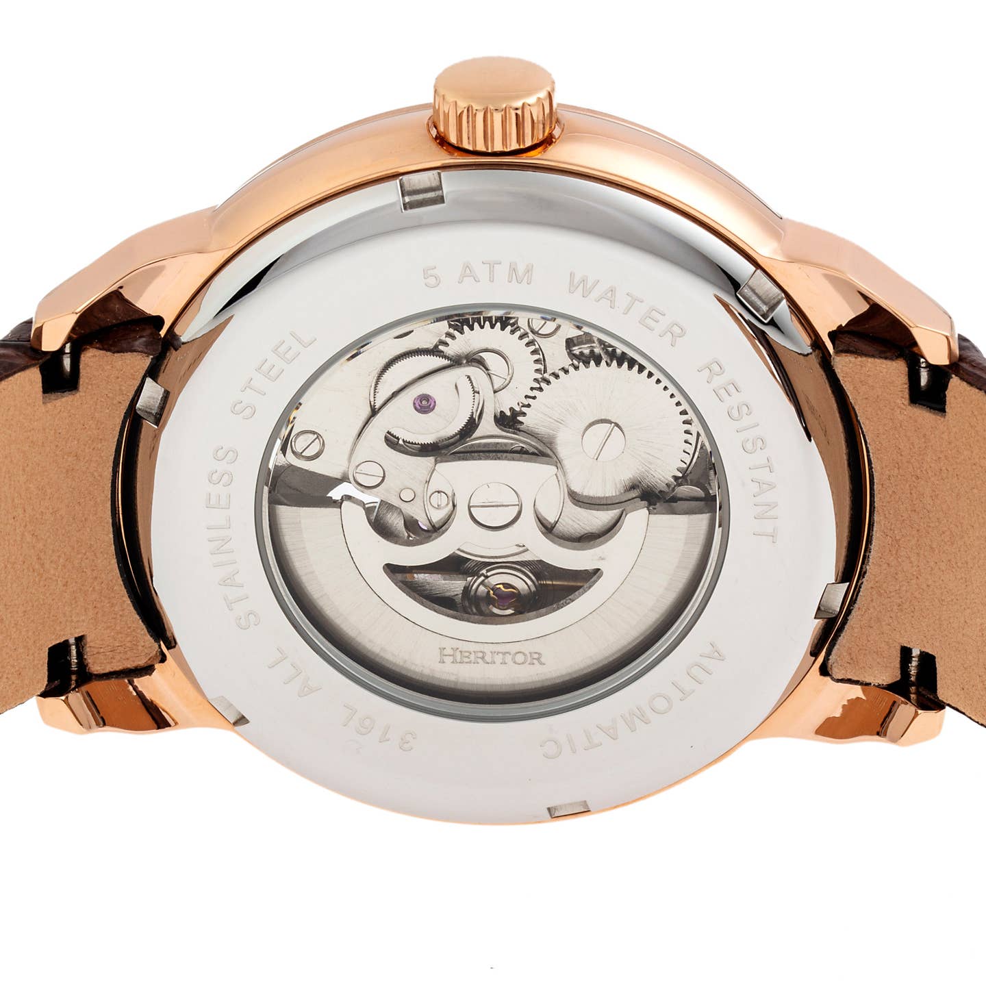 Heritor Sanford Men's Automatic Semi-Skeleton Leather Watch, Style HERHR8304