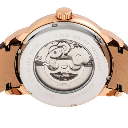 Heritor Sanford Men's Automatic Semi-Skeleton Leather Watch, Style HERHR8304