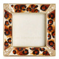 Jay Strongwater Leland Pavé Corner Leopard Print 2" Crystal Enamel Picture Frame, Amber Leopard