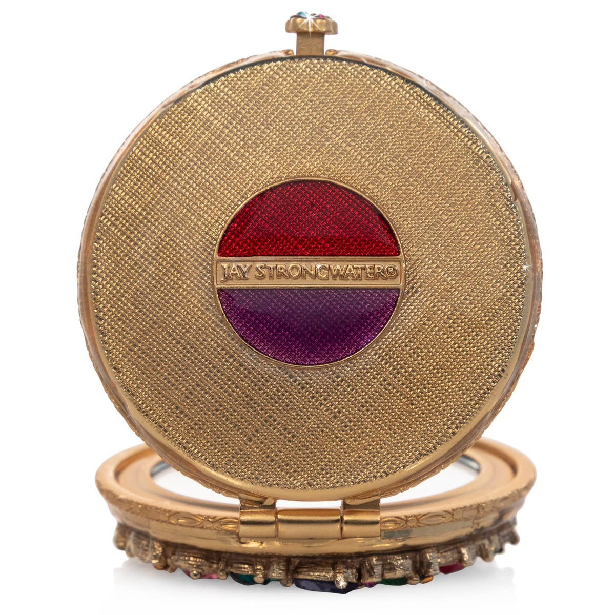 Jay Strongwater Helena Round Jeweled Compact Mirror, Star Swarovski Crystal Gold-Finished