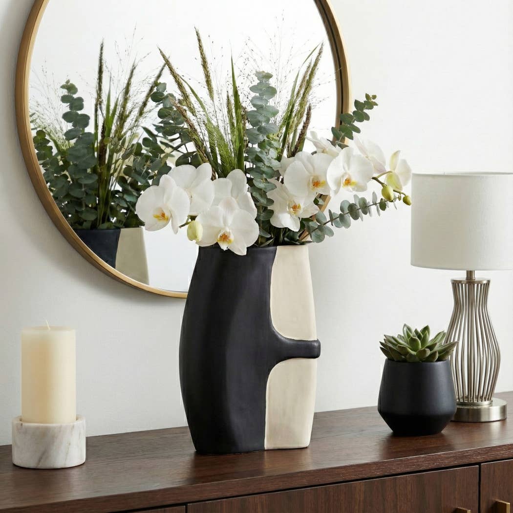 Decorative Vase - Black/Tan Ecomix Small Silhouette, 15 in.