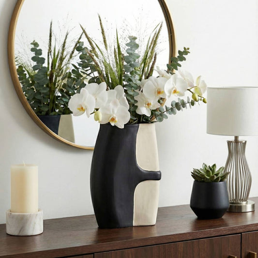 Decorative Vase - Black/Tan Ecomix Small Silhouette, 15 in.