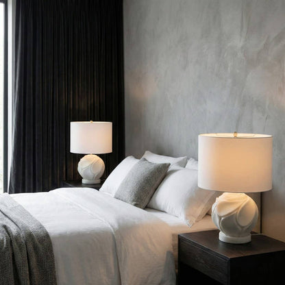 Table Lamp - Ivory Resin Metal with Round Base, 22 in.