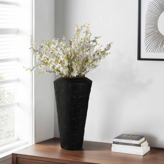 Decorative Vase - Black Ceramic Large Textured, 27 in.