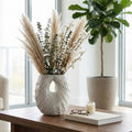 Decorative Vase - White Ceramic Wavy Shell Form, 12 in.