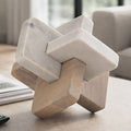 Decorative Sculpture - White/Brown Marble Knots, 9 in.