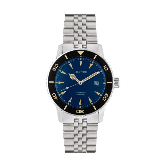 Heritor Hurst Men's Automatic Diver Date Bracelet Watch, Navy