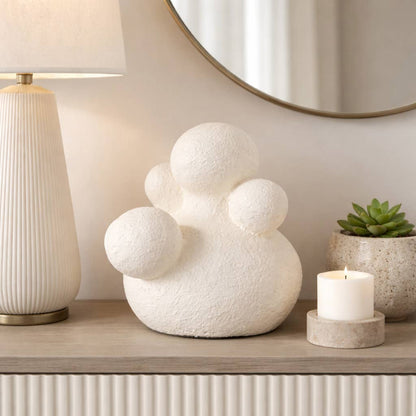 Decorative Object - Ivory Ceramic Minimalist Sphere, 10 in.