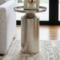 Side Table - Silver Iron Minimalist Circle, 19 in.