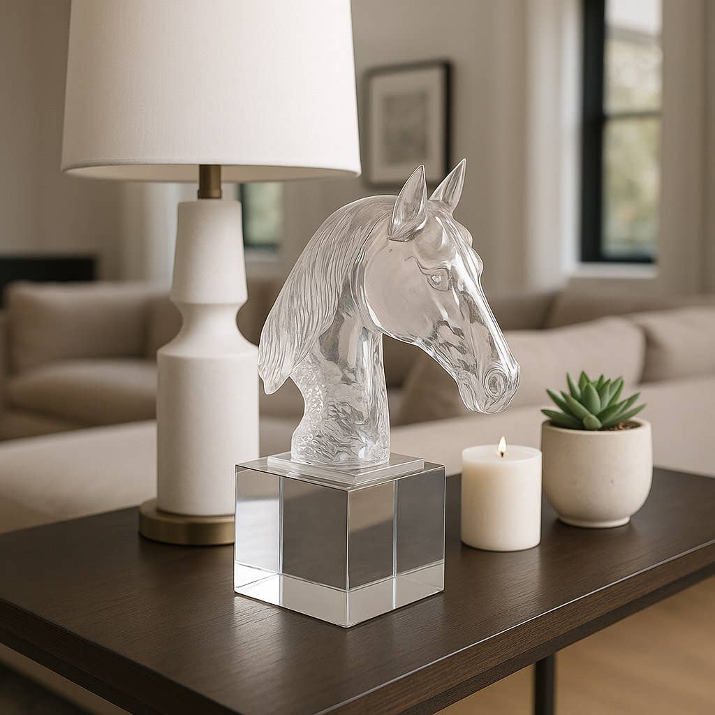 Decorative Object - Clear Crystal Elegant Horse, 10 in.