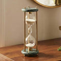 Decorative Object - Green/Gold Stone Glass Hourglass, 11 in.