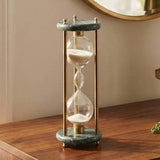 Decorative Object - Green/Gold Stone Glass Hourglass, 11 in.
