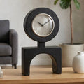 Desk Clock - Black Wood with Roman Numeral Dial, 13 in.