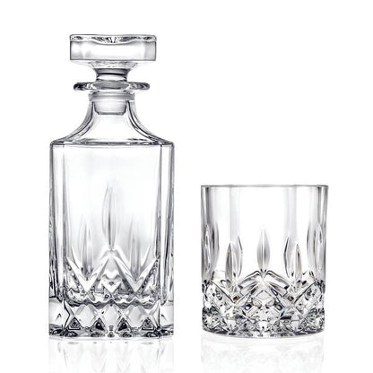 Barski Opera Crystal Whiskey Decanter Set, Decanter: 25 oz.; DOF glasses: 10.25 oz.
