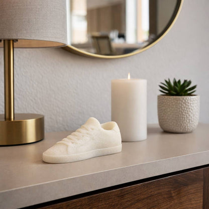Sculpture - White Quartz Resin Modern Shoe Sneaker, 9 in.