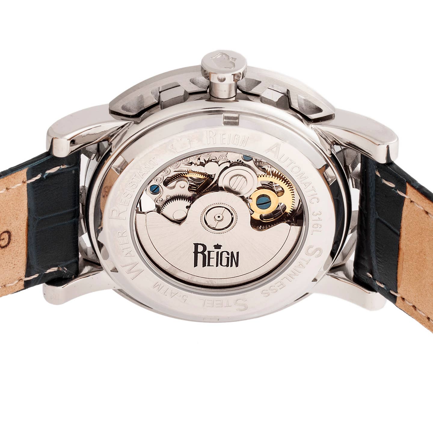 Reign Stavros Men's Automatic Skeleton Leather Watch