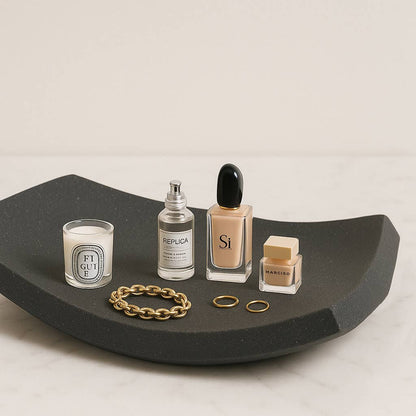 Decorative Tray - Black Resin Curved Styling, 19 in.