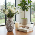Decorative Vase - Brown Ceramic Embossed Texture, 10 in.