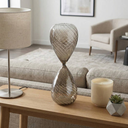 Decorative Object - Clear Glass Hourglass Sculpture, 17 in.