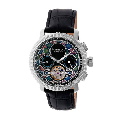 Heritor Aura Men's Automatic Semi-Skeleton Leather Watch, Style HERHR3501