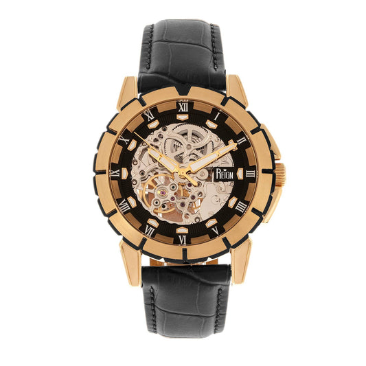 Reign Philippe Men's Automatic Skeleton Leather Watch