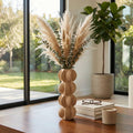 Decorative Vase - Tan Ceramic 3D Printed Textured, 14 in.