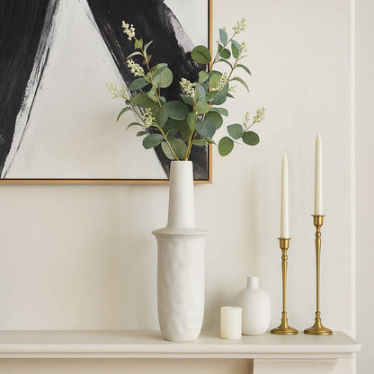 Decorative Vase - Ivory Ceramic Unique Flared Top, 22 in.