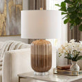Table Lamp - Bronze Ceramic Non-Woven Ribbed Base, 24 in.