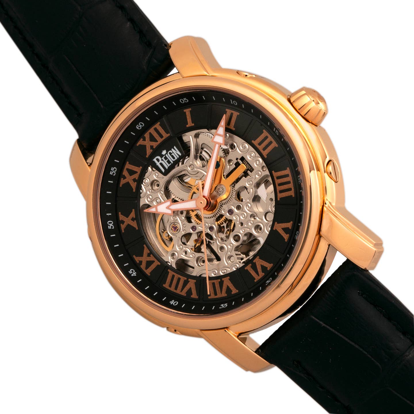 Reign Kahn Men's Automatic Skeleton Leather Watch