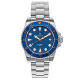 Authentic Heritor Luciano Men's Automatic Diver Date Bracelet Watch, Navy
