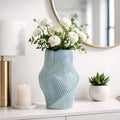 Decorative Vase - Blue Ceramic Organic Shaped, 17 in.