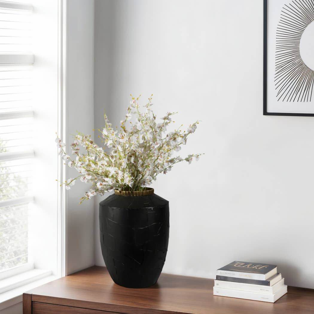 Decorative Vase - Black Ceramic Small Matte Finish, 19 in.