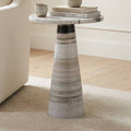 Side Table - Ivorry Marble Minimalist Pedestal Base, 22 in.