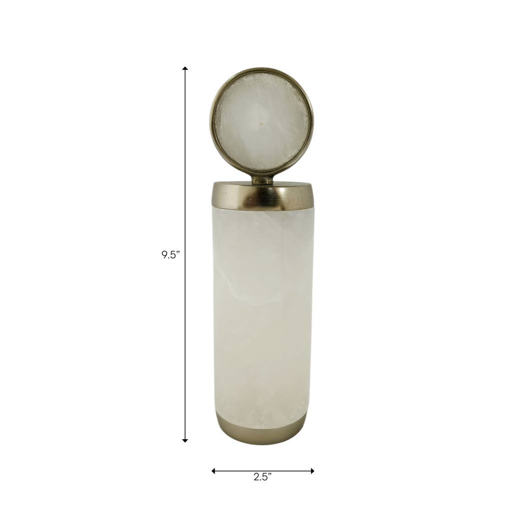 Decorative Object - White Alabaster Stone Abstract, 10 in.