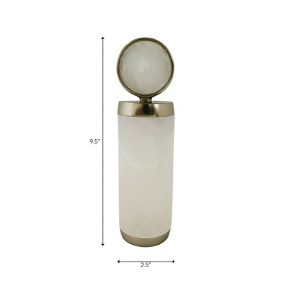 Decorative Object - White Alabaster Stone Abstract, 10 in.
