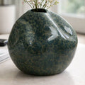 Decorative Vase - Green Ceramic Marbled Textured, 8 in.