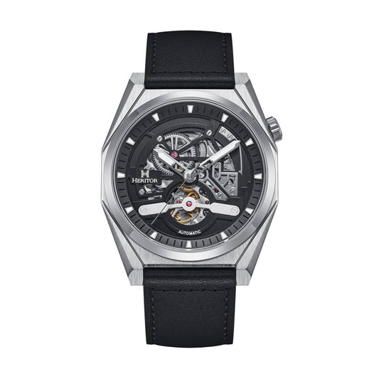 Heritor Amadeus Men's Automatic Semi-Skeleton Leather Watch, Style HERHS3401