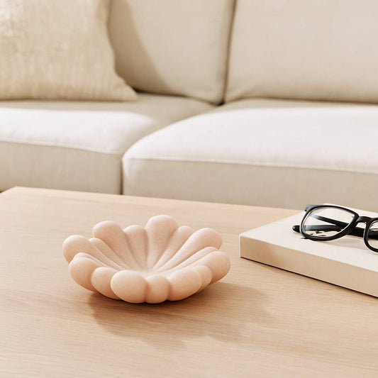 Decorative Bowl - Pink Resin Elegant Flower Shape, 7 in.