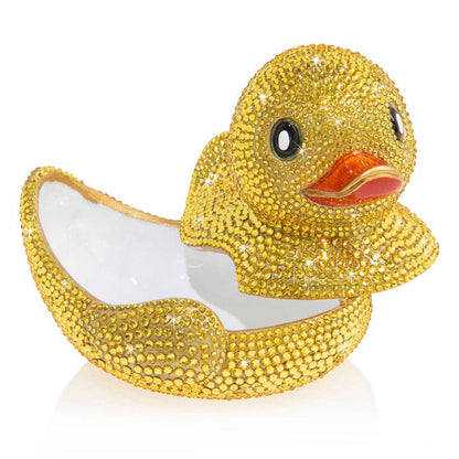 Jay Strongwater Ernie Pavé Rubber Ducky Decorative Box, Gold Swarovski Crystal Enamel Gold-Finished