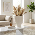 Decorative Vase - Ivory 3D Printed Sculptural Curved, 14 in.
