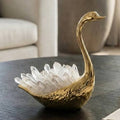 Sculpture - Gold/Clear Metal Swan with Tall Neck, 6 in.
