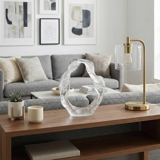 Decorative Sculpture - White Glass Artistic Statue, 10 in.