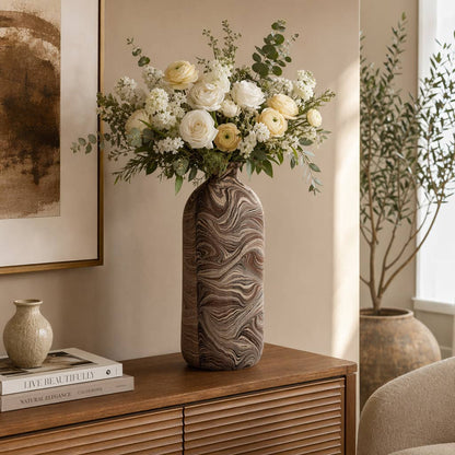Decorative Vase - Brown Pottery/Ecomix Marble Texture, 22 in