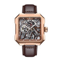 Authentic Heritor Campbell Men's Automatic Skeleton Leather Watch, Rose Gold/Brown