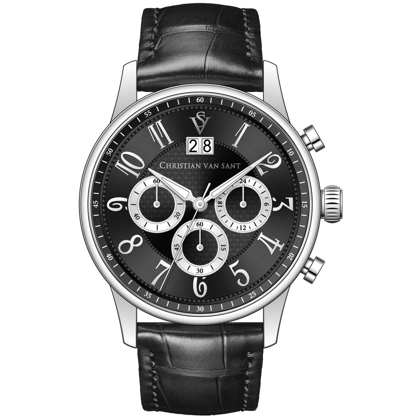Christian Van Sant Heritage Men's Quartz Watch, Black Dial