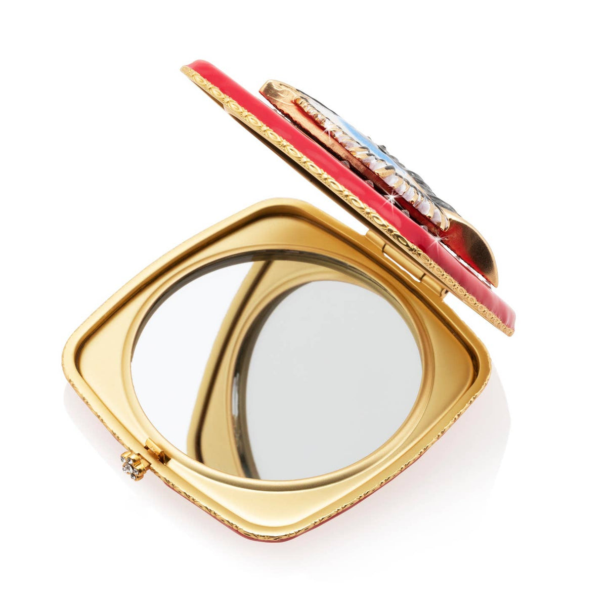 Jay Strongwater Bette Eye Compact Mirror, Swarovski Crystal Enamel Gold-Finished