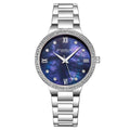 Stuhrling Original Carrara 3907 Women's Quartz Watch, 38mm, Blue Mother-of-Pearl Dial, Silver-Tone Stainless Steel Bracelet, Crystal-Accented Bezel