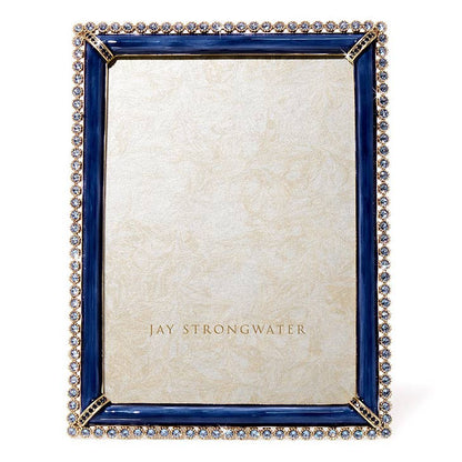 Jay Strongwater Lucas Stone Edge 5" x 7" Crystal Enamel Picture Frame, Delft Garden