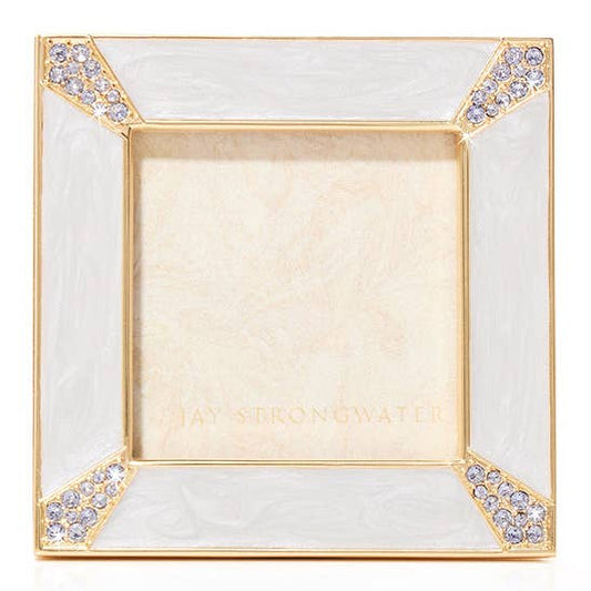 Jay Strongwater Leland Pavé Corner 2" Crystal Enamel Picture Frame, Baby Blue